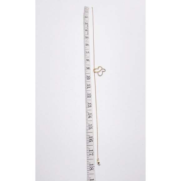 925 Sterling Silver Vermeil Gold Dainty Butterfly Crystal Heart Pendant Necklace - Picture 5 of 7